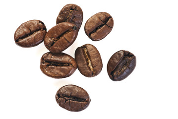 Coffee beans on white background.