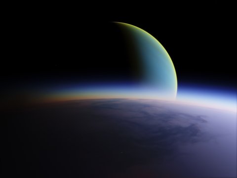 Planet in the space. Colorful art. Star system. Gradient color. Space wallpaper. Elements of this image furnished by NASA
