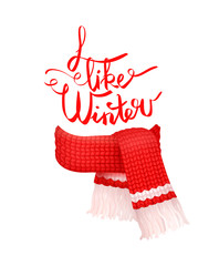I Like Winter Greeting Card Knitted Woolen Scarf