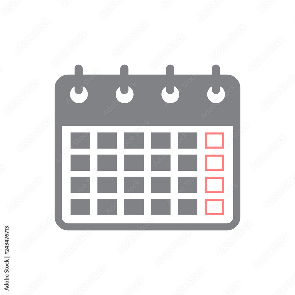 Poster business schedule calendar icon on white background for graphic and web design, modern simple vector