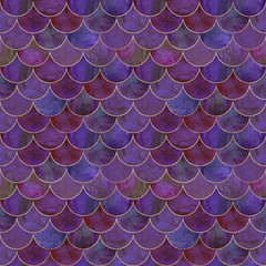 Mermaid fish scale wave japanese seamless pattern - 243476707