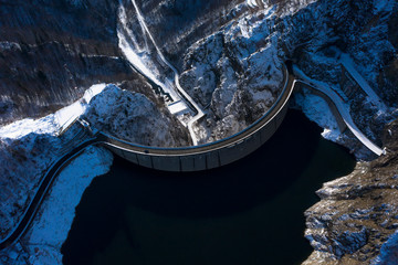 Aerial viewu, Landscape with dam lake Vidraru, in Romania