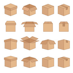 Set of Abstract Box Vector Line Icons