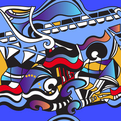 Graphic modern seamless pattern. Street wall art. Vector. 