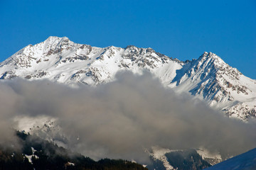 Obraz premium Mont Blanc from La Tania Courchevel 3 Valleys French Alps France