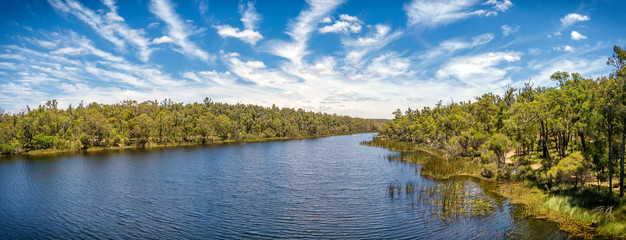 Lake lechenaultia in Western Australia on a calm windless and sunny day. 