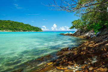 Fototapeta premium a beach and a bay on the Koh Racha Yai island in Thailand at the Phuket