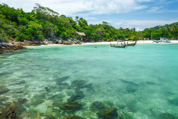 a beach and a bay on the Koh Racha Yai island in Thailand at the Phuket