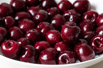 fresh cherries in a bowl