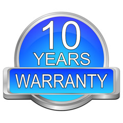 10 Years Warranty Button - 3D illustration