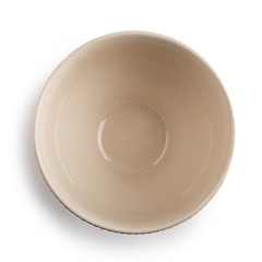 Beige bowl on white background