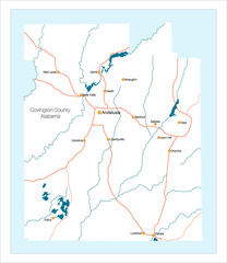 Detailed and large map of Covington County in Alabama, USA