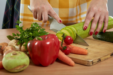 Woman chopping vegetables
