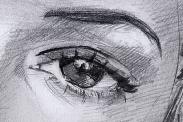 eye pencil drawing. sketch. graphics
