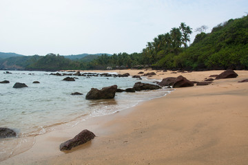A cloudy day over a stretch of Cola Beach, Goa, India