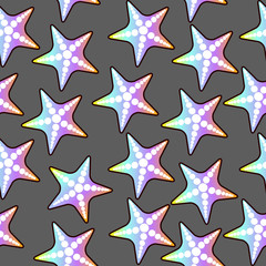 pattern with starfish of bright colors