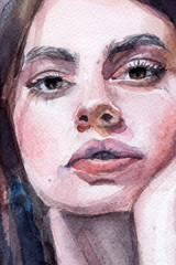 portrait of a girl in watercolor