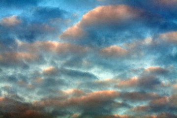 clouds on the light blue sky in the morning in winter