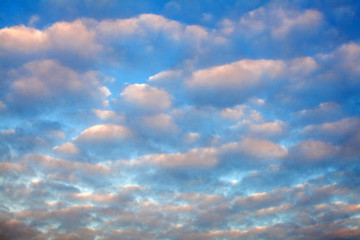 clouds on the light blue sky in the morning in winter