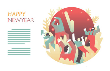 New Year Celebration rave party. Flat Vintage Vector illustration