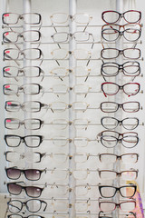 a diopter eyeglasses showcase in a shop