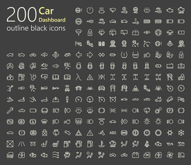 Car dashboard outline iconset