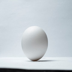 trick with an egg that stands upright on a table on grains of salt