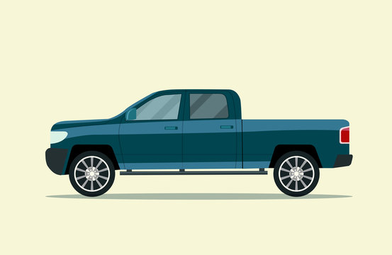 Pickup truck isolated.  Vector flat style illustration
