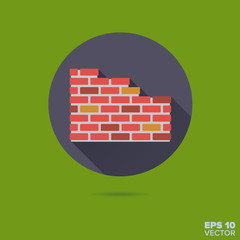 Brick Wall Flat Design Vector Icon