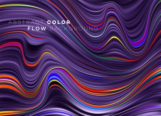 Modern colorful flow poster. Wave Liquid shape in black color background. Art design for your design project. Vector illustration