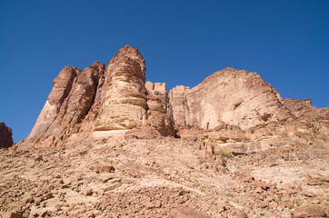 Fototapeta premium Mountain of Lawrence Spring in Wadi Rum desert , Jordan
