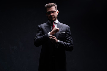 Elegant young handsome man. Studio fashion portrait