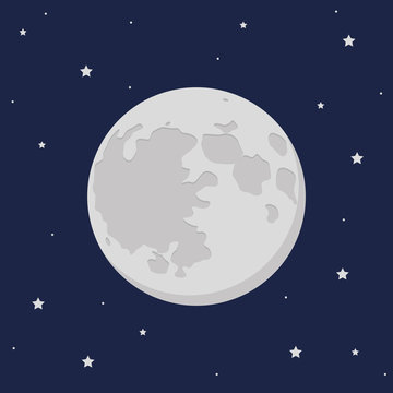 moon and stars in the dark sky vector illustration EPS10