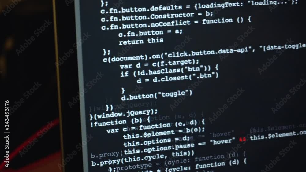 Wall mural sliding camera to screen of laptop with source code
