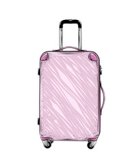 Hand drawn sketch of suitcase in pink color isolated on white background. Detailed vintage style drawing. Vector illustration