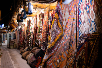 persian east culture carpet market at night