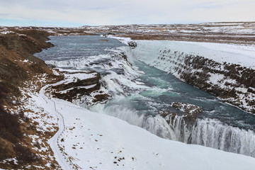 Gullfoss waterfall in winter