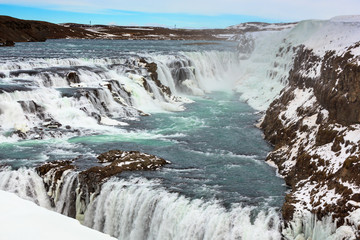 Gullfoss waterfall in winter