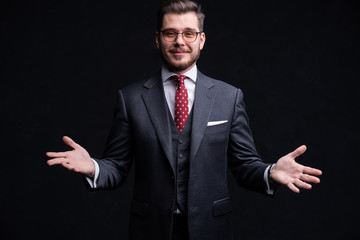 Elegant young handsome man. Studio fashion portrait