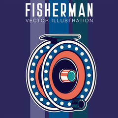 Fishing illustration template for logo - Vector