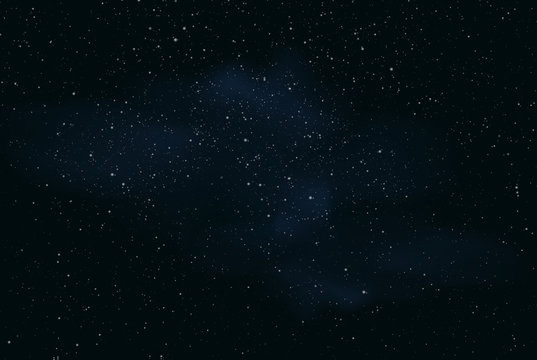 Realistic illustration of a dark night sky or space with stars and nebula, vector