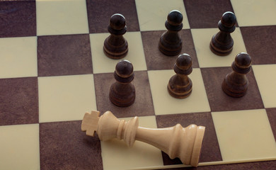 Chess board with chess pieces