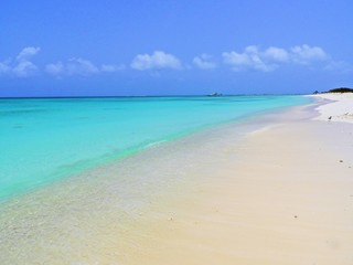 Fototapeta na wymiar Los Roques, Caribbean beach. Vacation in the blue sea and deserted islands. Peace and a dream. Fantastic landscape