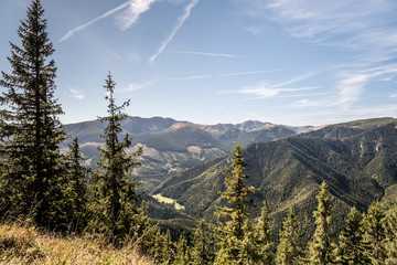 Obraz premium view to highest part of Nizke Tatry mountains from Slema hill above Liptovsky Jan in Slovakia