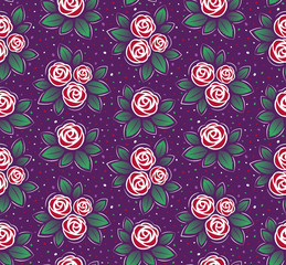 Naklejka premium Floral Graphic Ornament. Decorative seamless vegetal pattern formed from bouquets of roses.