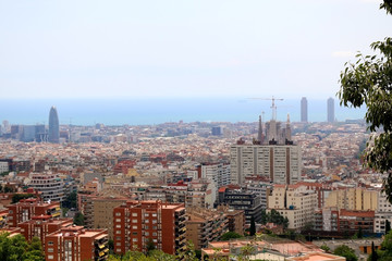 Aerial view of Barcelona from Park Güell.