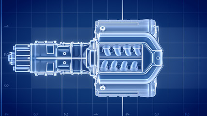 Working Car Internal Combustion Engine Scheme 3d render