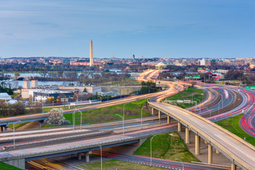 Washington, D.C. skyline with highways
