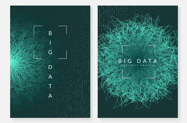 Big data background. Technology for visualization, artificial intelligence, deep learning and quantum computing. Design template for wireless concept. Digital big data backdrop.