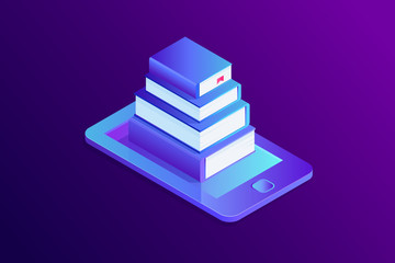 Isometric concept of e-books library